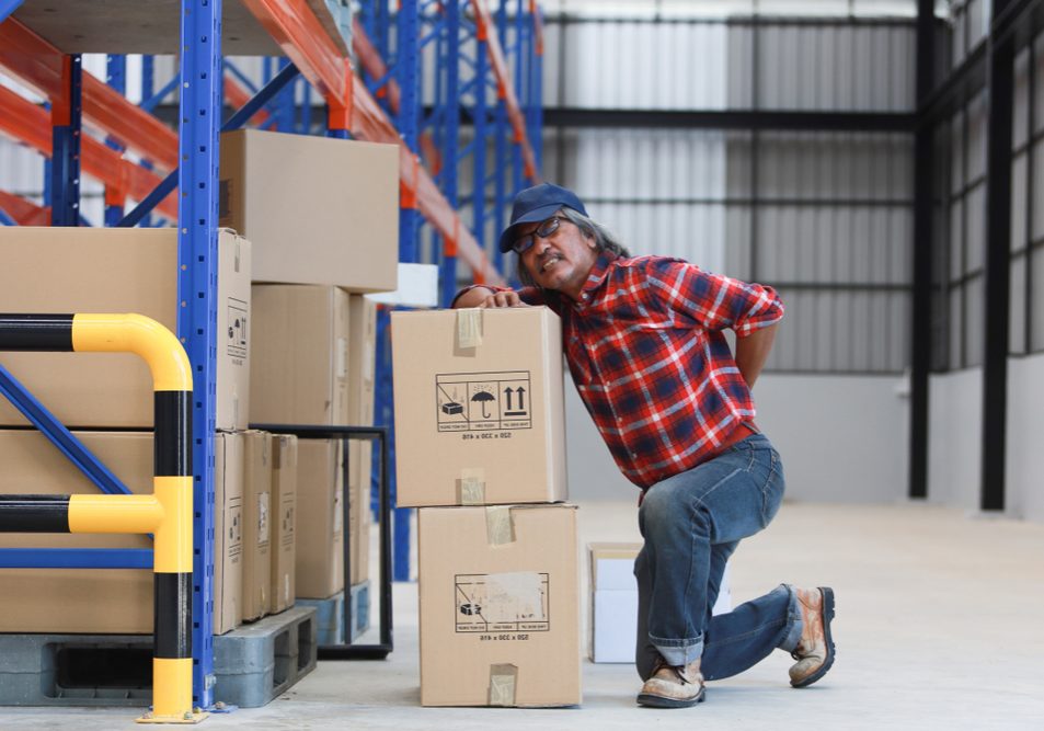 Asian,Worker,Man,Hurt,His,Back,Lift,Heavy,Box,In Asian,Worker,Man,Hurt,His,Back,Lift,Heavy,Box,In